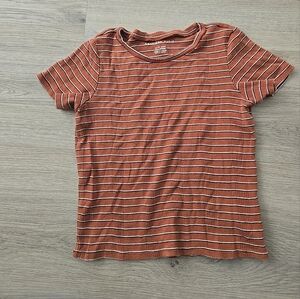 American Eagle Outfitters Rust Striped Tee